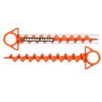 ORANGE SCREW LARGE GROUND ANCHOR, ORANGE - 2 PACK