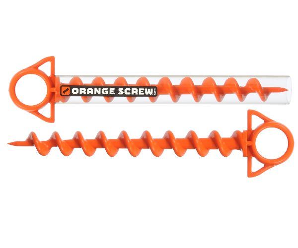 ORANGE SCREW LARGE GROUND ANCHOR, ORANGE - 2 PACK